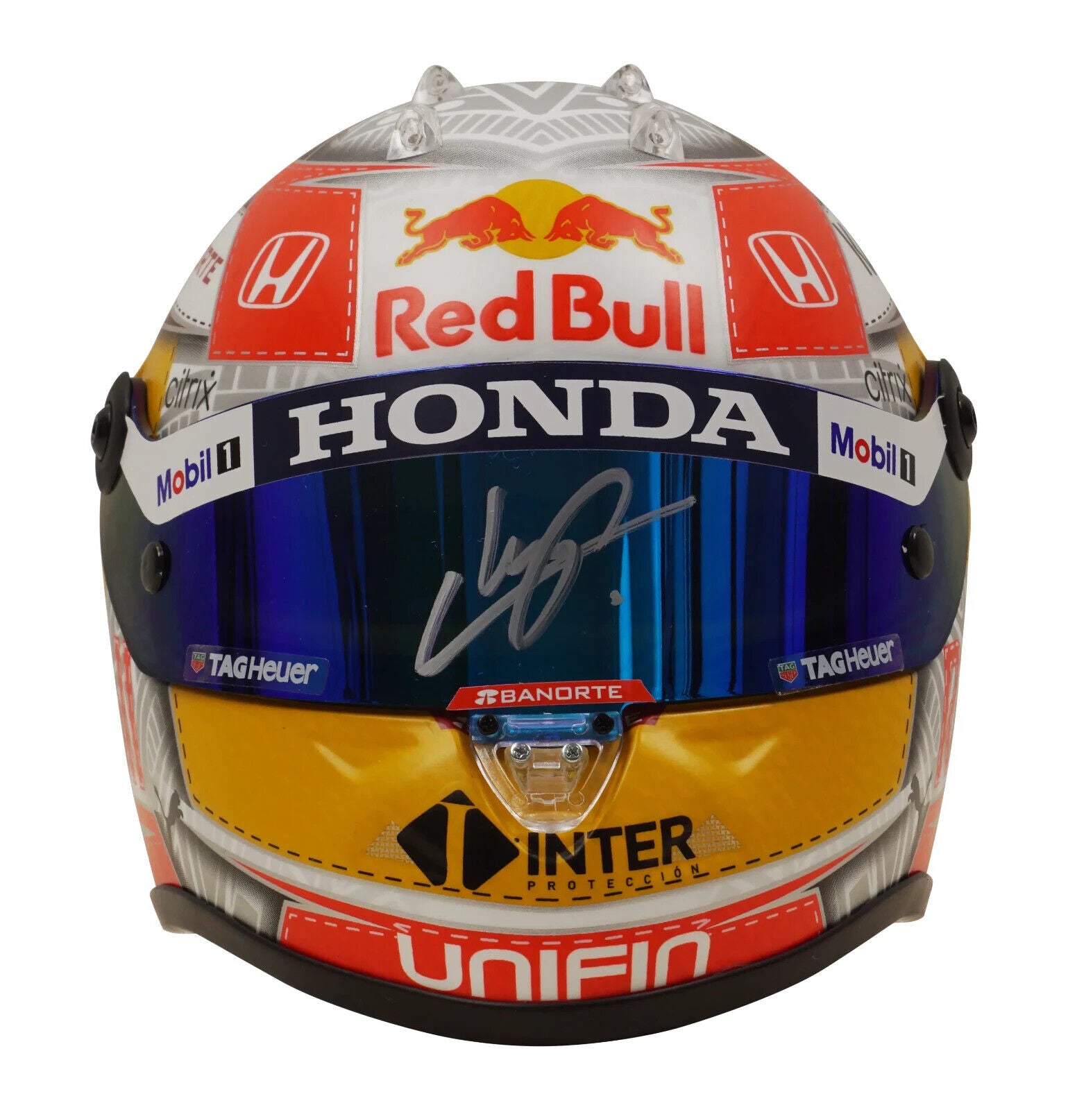 Sergio Perez Signed 2021 Austria F1 RedBull Helmet 1:2 Scale with Beckett COA